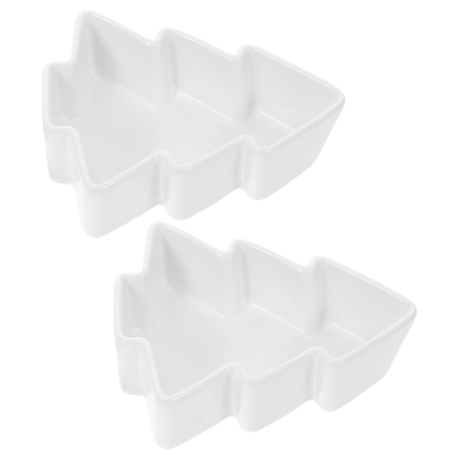 

2Pcs Creative Snack Platter Christmas Tree Shaped Ceramic Tray Festive Holiday Dessert Serving Dish Chrisrtmas Tree Serving Tray