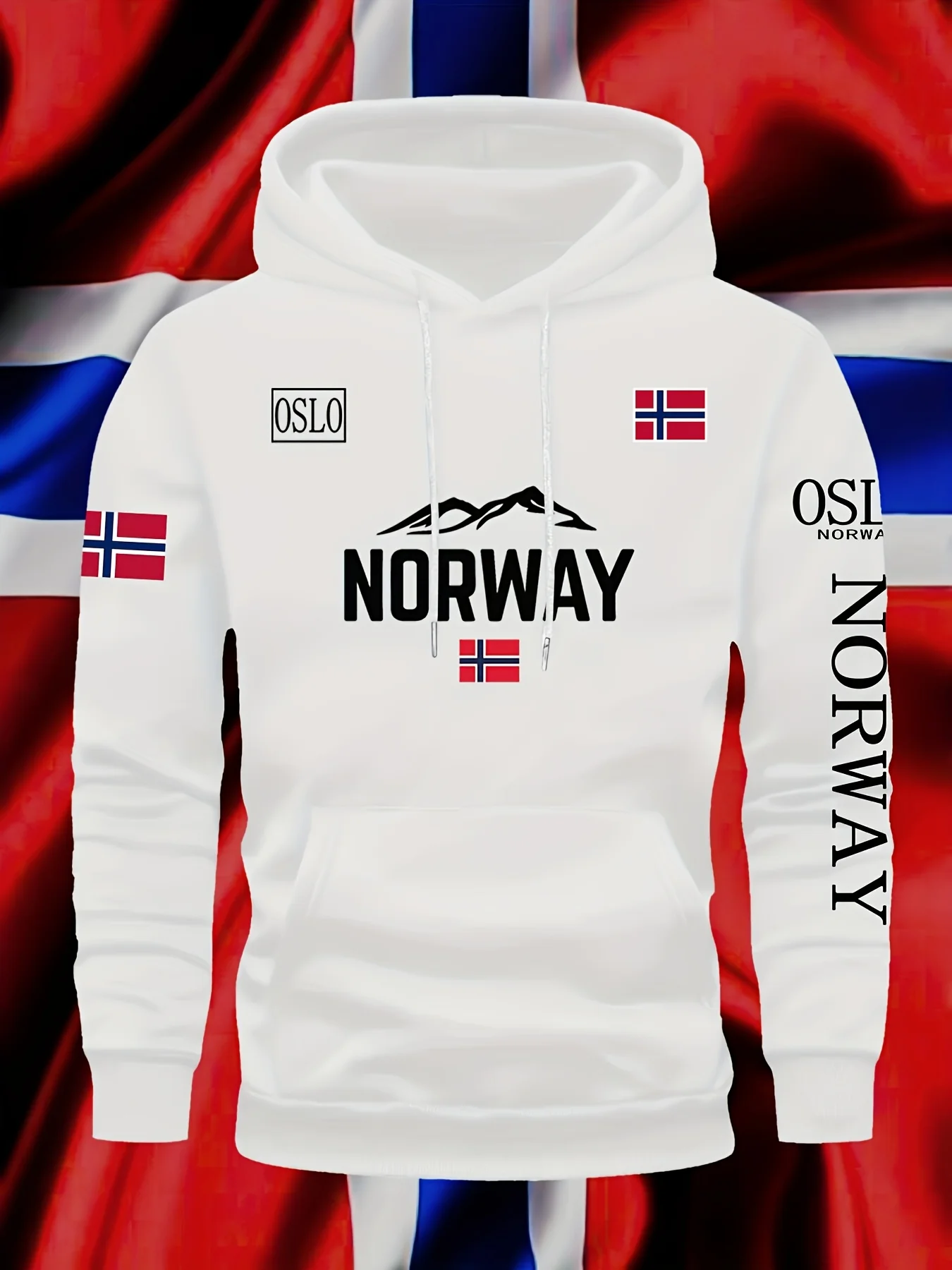 Fall/Winter Men's and Women's Trendy New Style Fashion Norwegian Flag Creative Print Hoodie Outdoor Sports Shirt