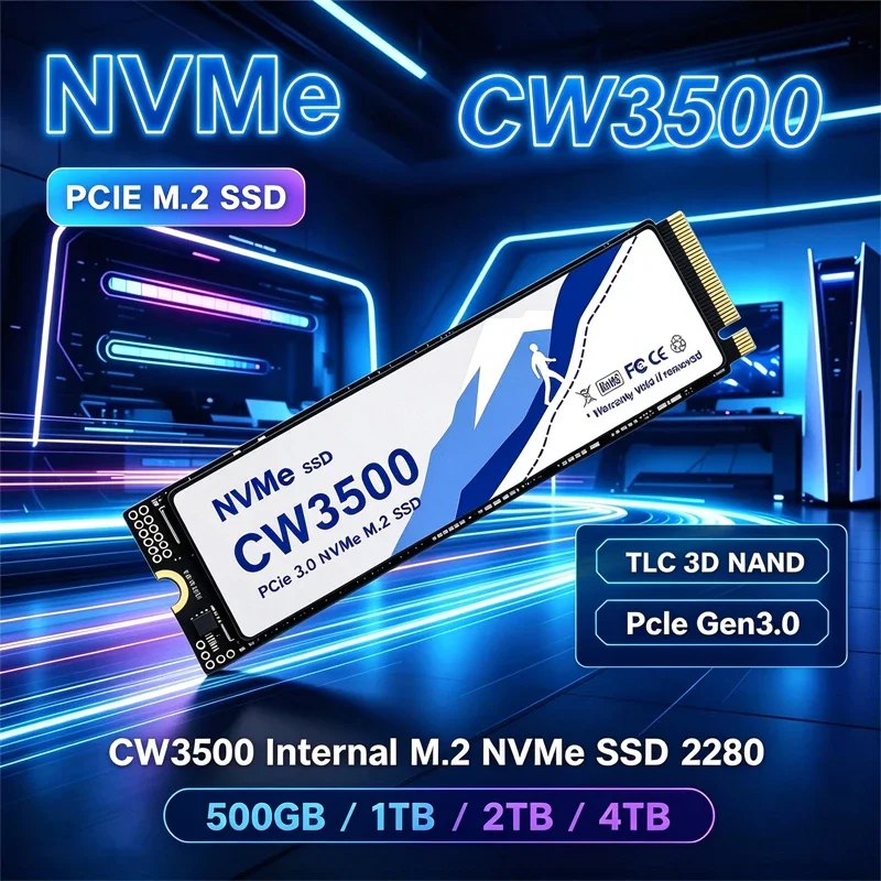 SSD M.2 NVMe CW3500 PCIe Gen3.0 TLC 3D NAND 1TB 4TB 2280, unidade de estado sólido interna para computadores de mesa e portáteis.