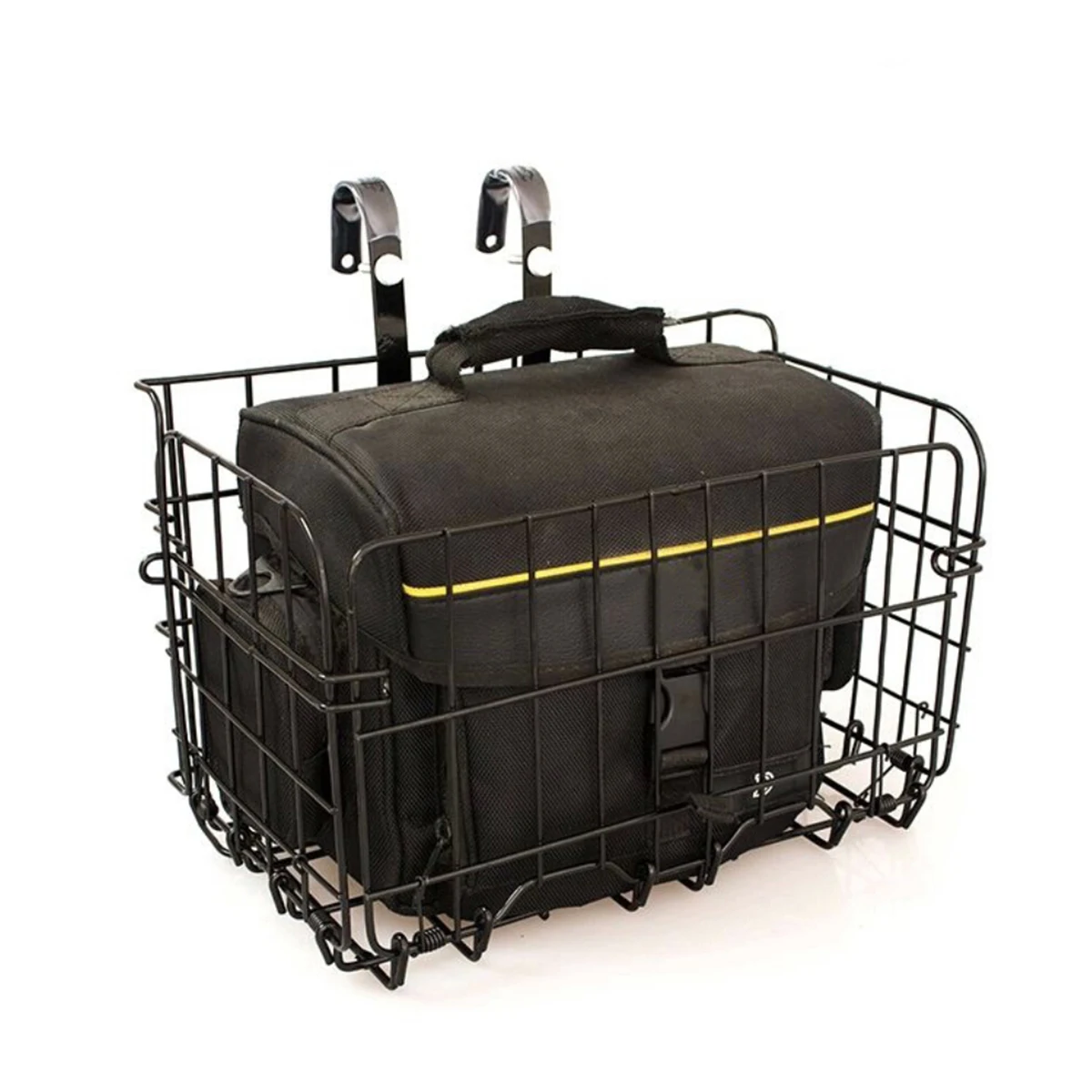 

Foldable Metal Bike Basket Front Rear Durable Hanging Bag For Mountain Folding Bicycles Black Space Saving Easy Install