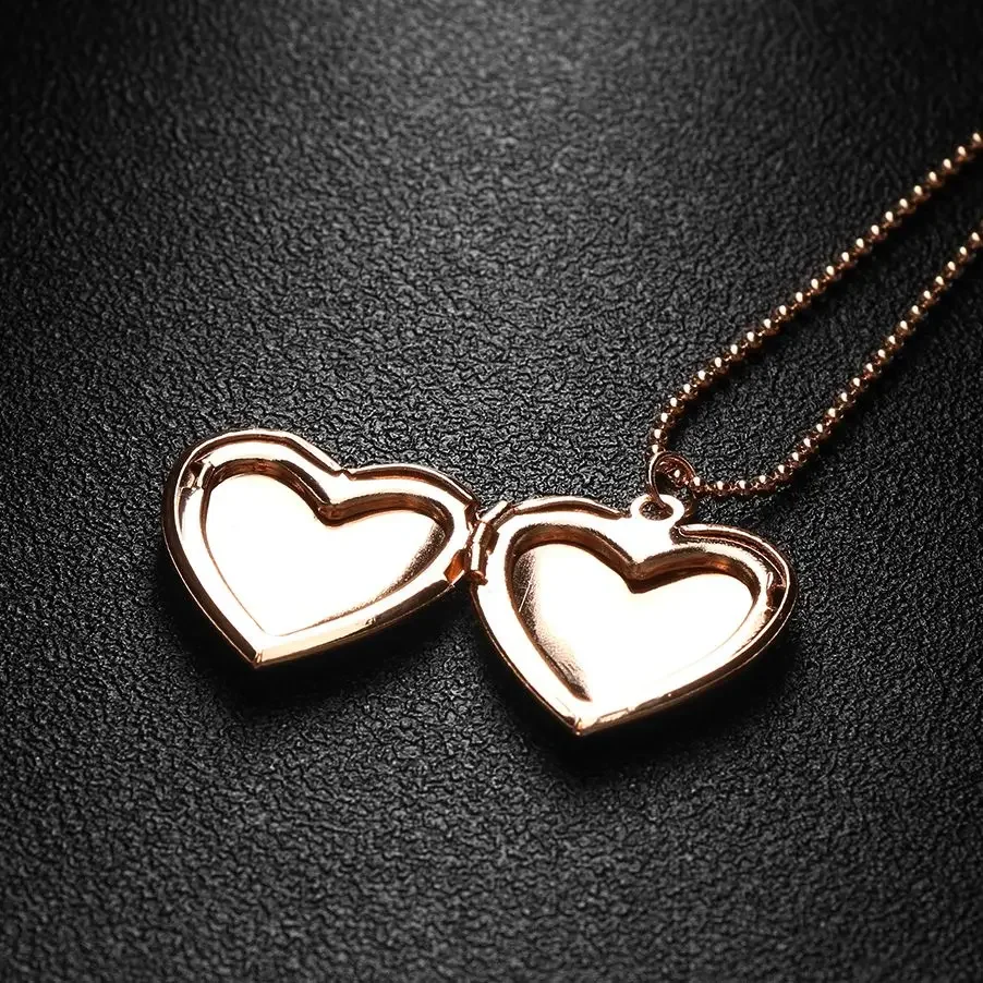 1PC Heart Shaped Photo Picture Locket Pendants For Women Men Openable Photo Frames Glossy Stainless Steel Necklaces Love Collar