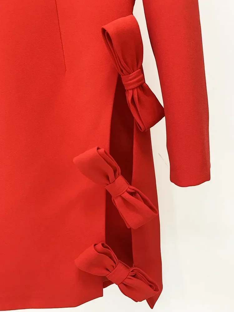 Mini robe de soirée à manches longues évidées pour femmes, rouge, noir, asymétrique, robes féminines élégantes, mode automne, nouveau, 2023