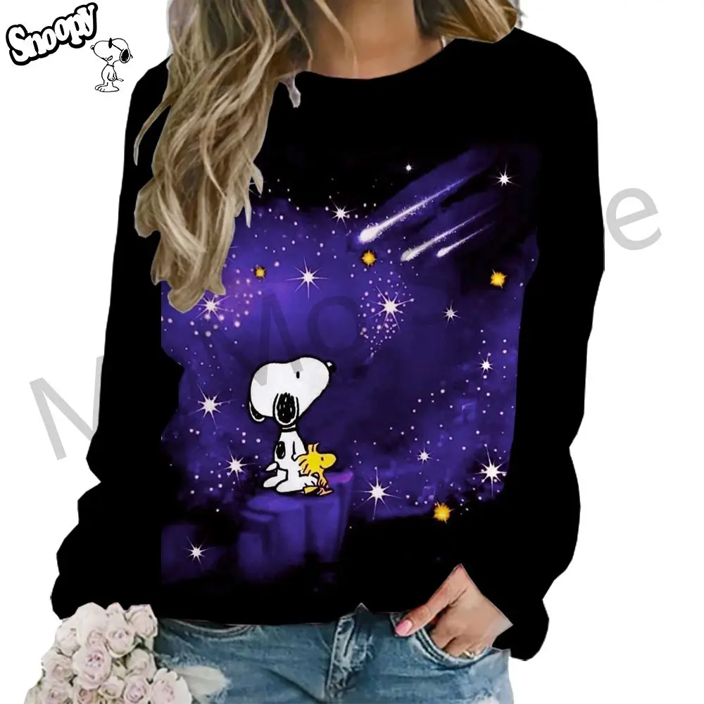 Snoopy O Neck Women\'s Long Sleeve Sweatshirts 3D Print Lovely S-3XL High Quality Party New Streetwear Pullovers Y2k Fashion 2024