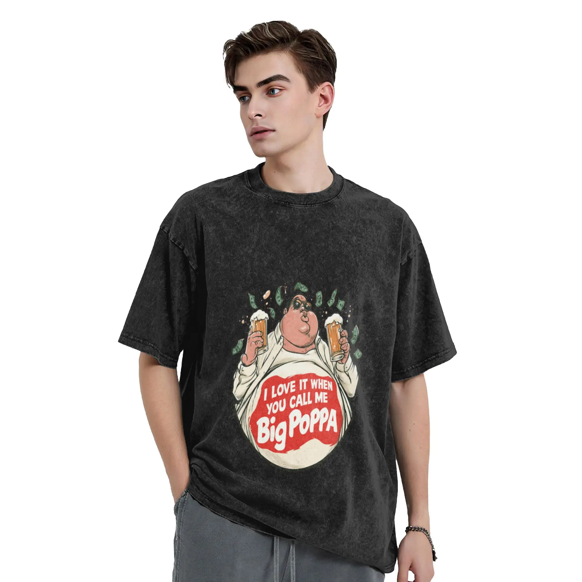 Big Poppa Hip Hop Music Lyrics Art   Classic Rap Fan Stylish A T-Shirt Oversized Short Sleeve Men's Women's Cotton Tees Tops