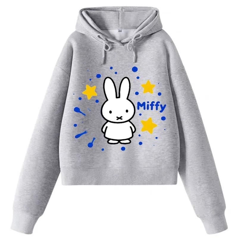 Nw Miffy-Jersey con capucha para hombre y mujer, camisa deportiva holgada de manga larga con estampado de dibujos animados Kawaii, suave y transpirable