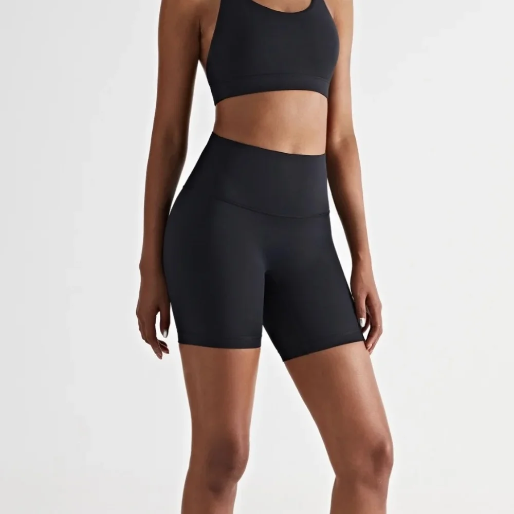 

High Waist Sports Yoga Shorts Solid Color Workout Tights Women's Seamless Cycling Pants Elastic Slim Training Shorts