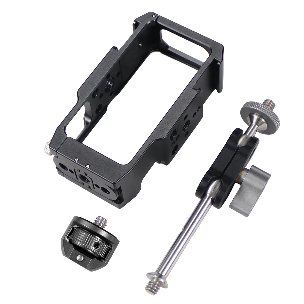 Magnetischer Action-Kamera-Käfig für DJI Action 2 Dual-Screen Vollkäfig mit Cold-Shoe-Halterung, 1/4 3/8 ARRI-Positionierungslöchern und Ladestation – Detail 29