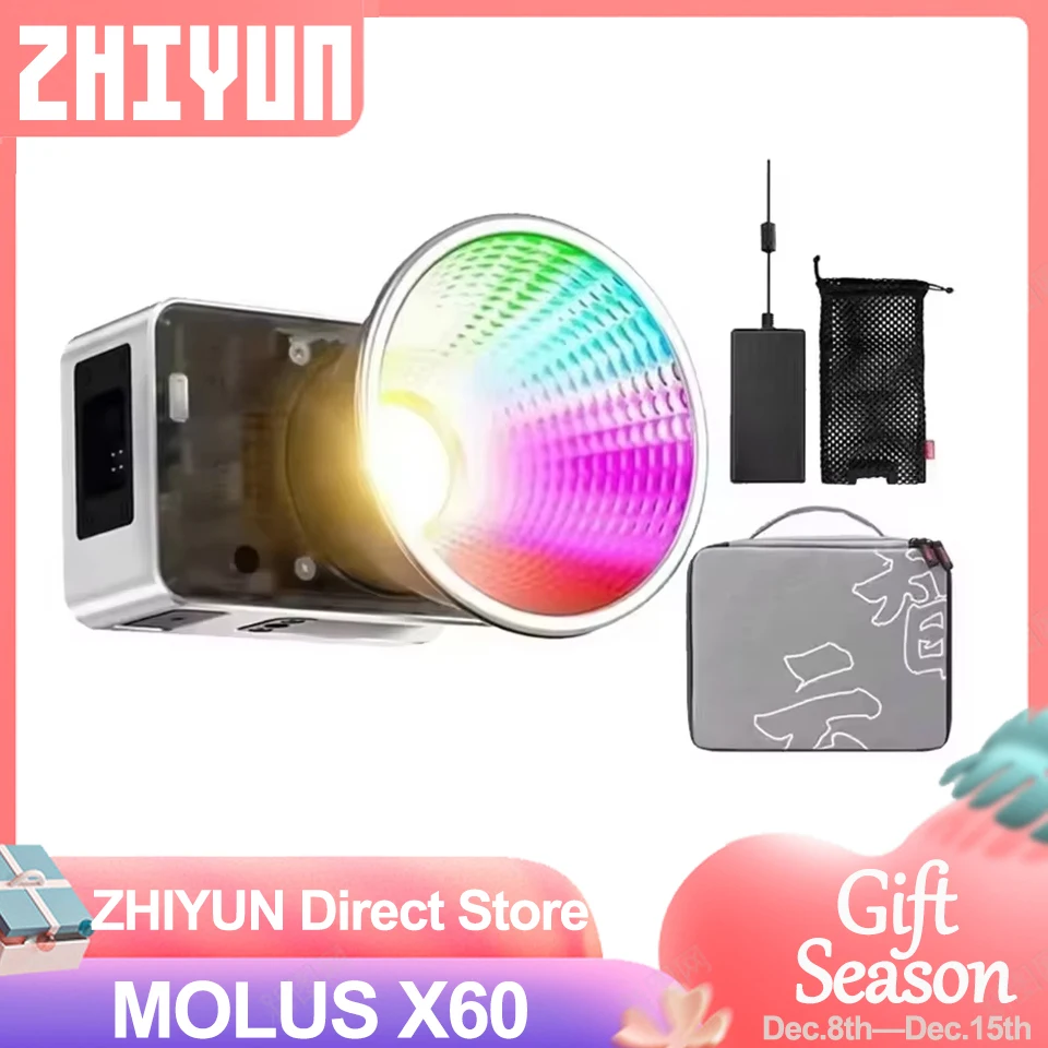 ZHIYUN MOLUS X60 X60RGB 60W COB Video Light LED Pocket Lights Portable Outdoor Fill Lamp Photography Lighting