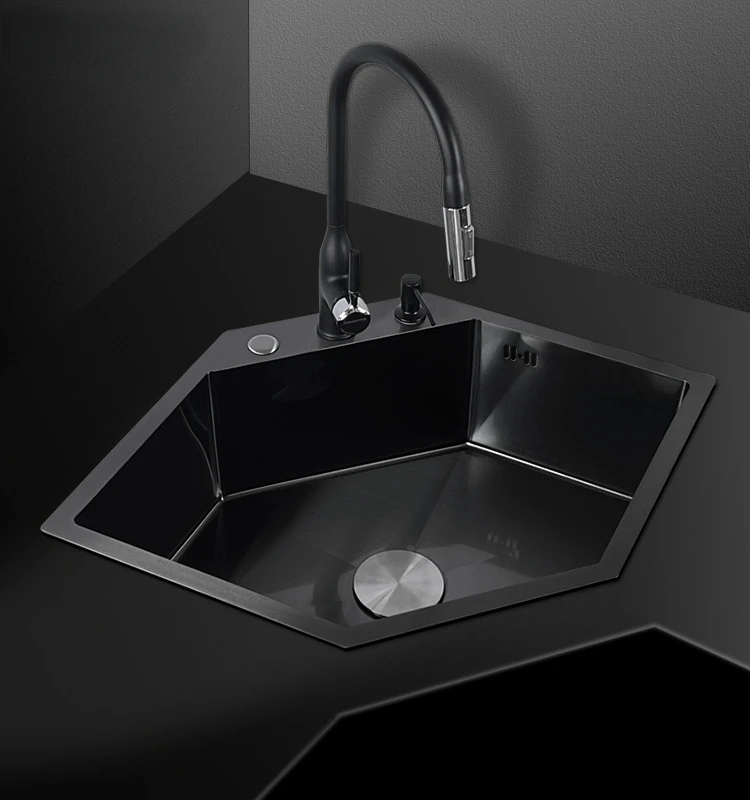 Diamond Shaped Sink Sus304 Stainless Steel Nano Corner Sink Washing Basin Large Single Sink