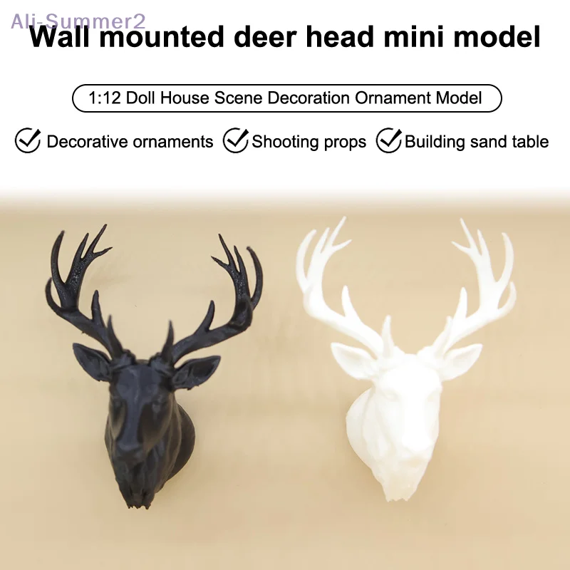 

Christmas Miniature Deer Head Wall Decoration for 1/12 Dollhouse