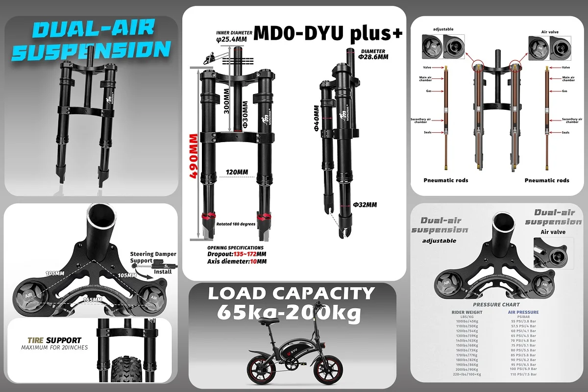 

Передняя модификация Monorim MD0-DYU plus+, отличный комплект для более безопасной и комфортной безопасности для мини-байка DYU D3+ DF