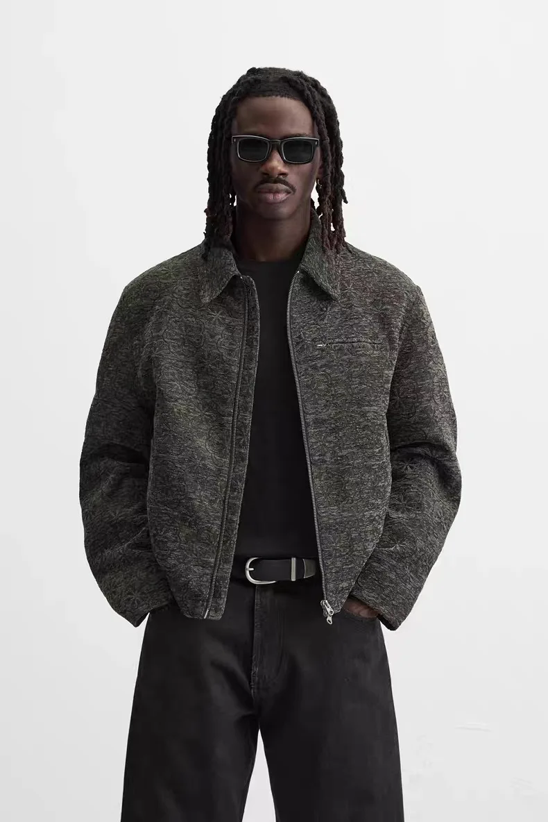 Loose Fit Long Sleeve Jacket Autumn New Arrival Men's Fashion Embroidered Collar Quality Polyester Fiber Standard Version