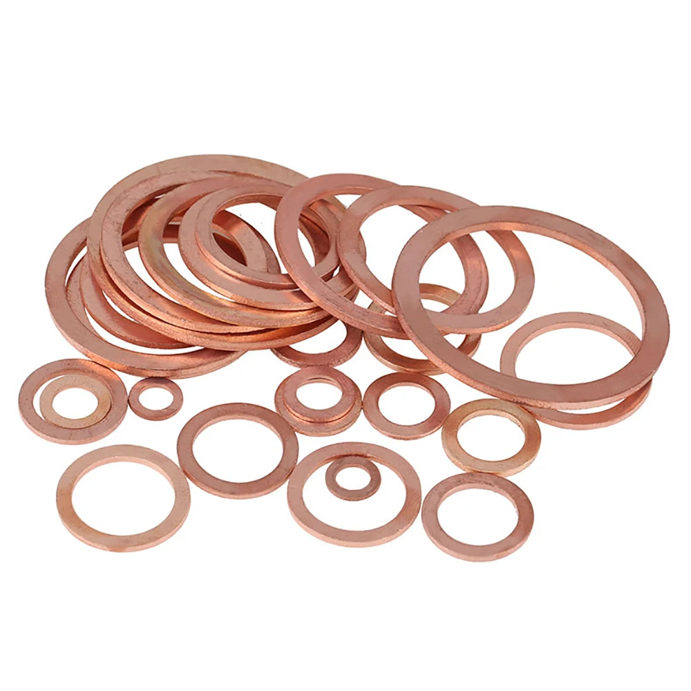 Hongtu M3-M60 Red Copper Flat Gasket Sump Plug Oil Seal Flat Ring Shims Washers for Automotive Maintenance