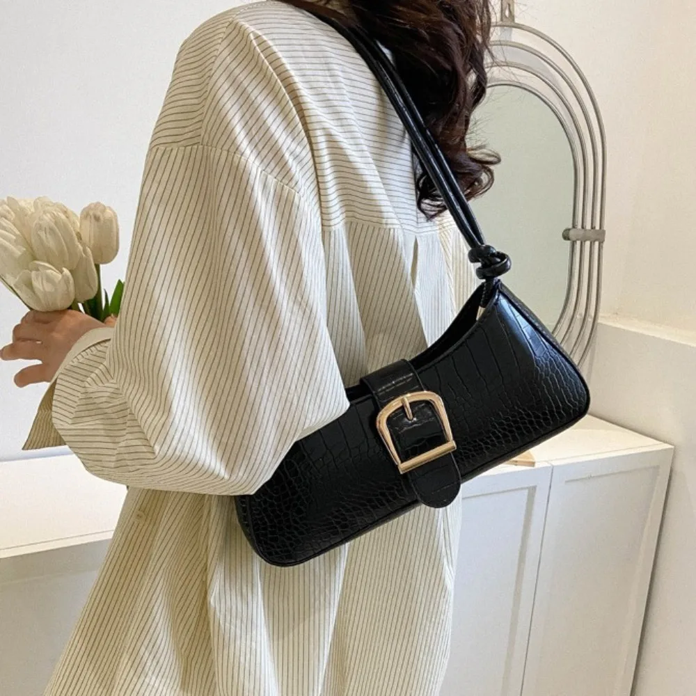 

Simple French Style Evening Party Bag Solid Color Textured Single-shoulder Bag Durable Magnetic Buckle Dinner Bag Travel