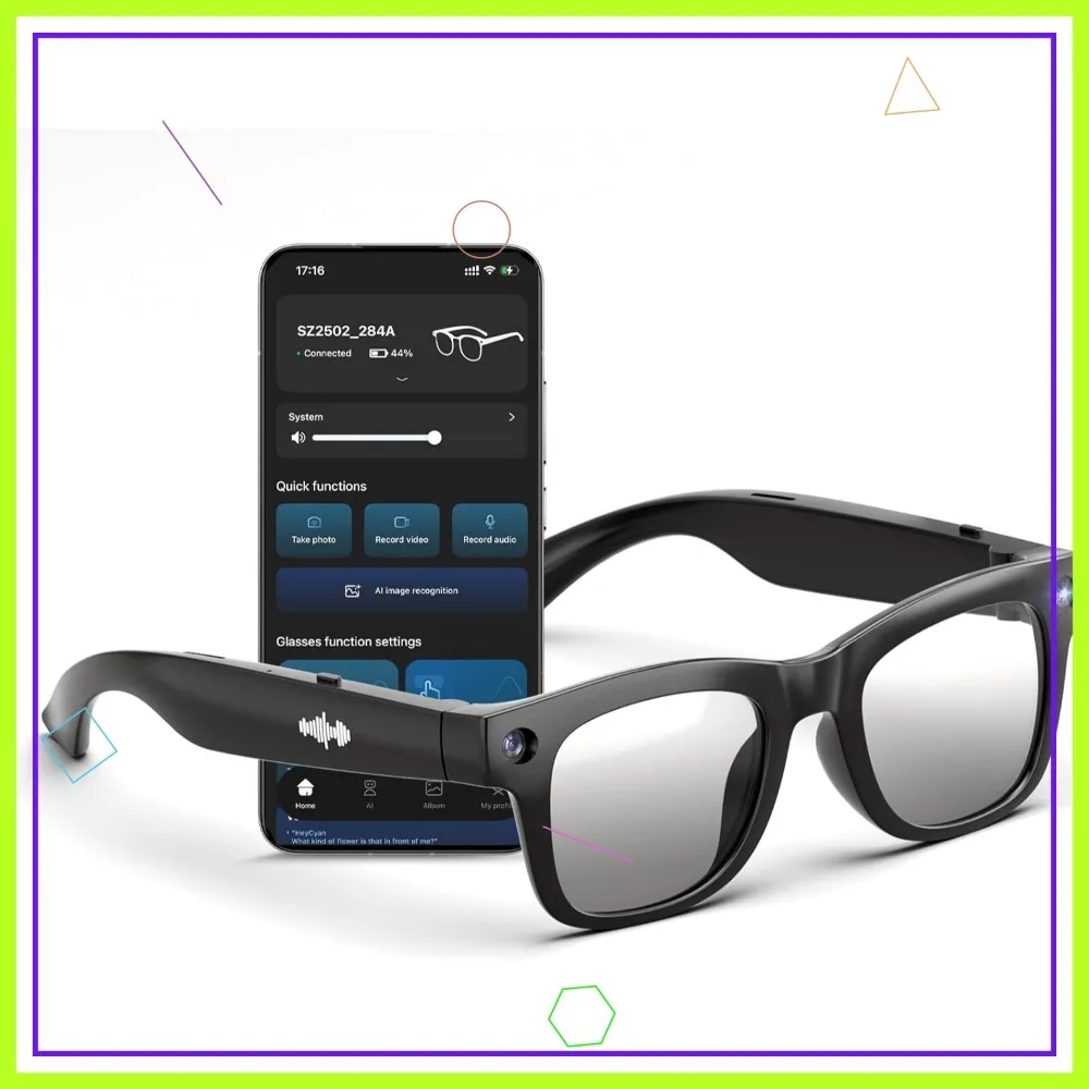 AI Smart Glasses 4K HD Camera, BT Call, 800W Anti-Shake Video, Dual Mic, Translation, Photochromic Lens