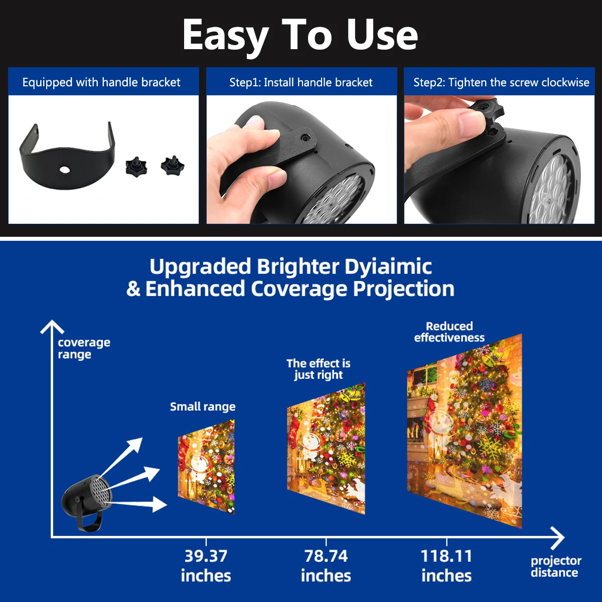 Lampu LED Snowflake mini Lampu Proyeksi Natal Snowflake Dinamis Cocok untuk Dekorasi Natal Lanskap Dalam dan Luar Ruangan