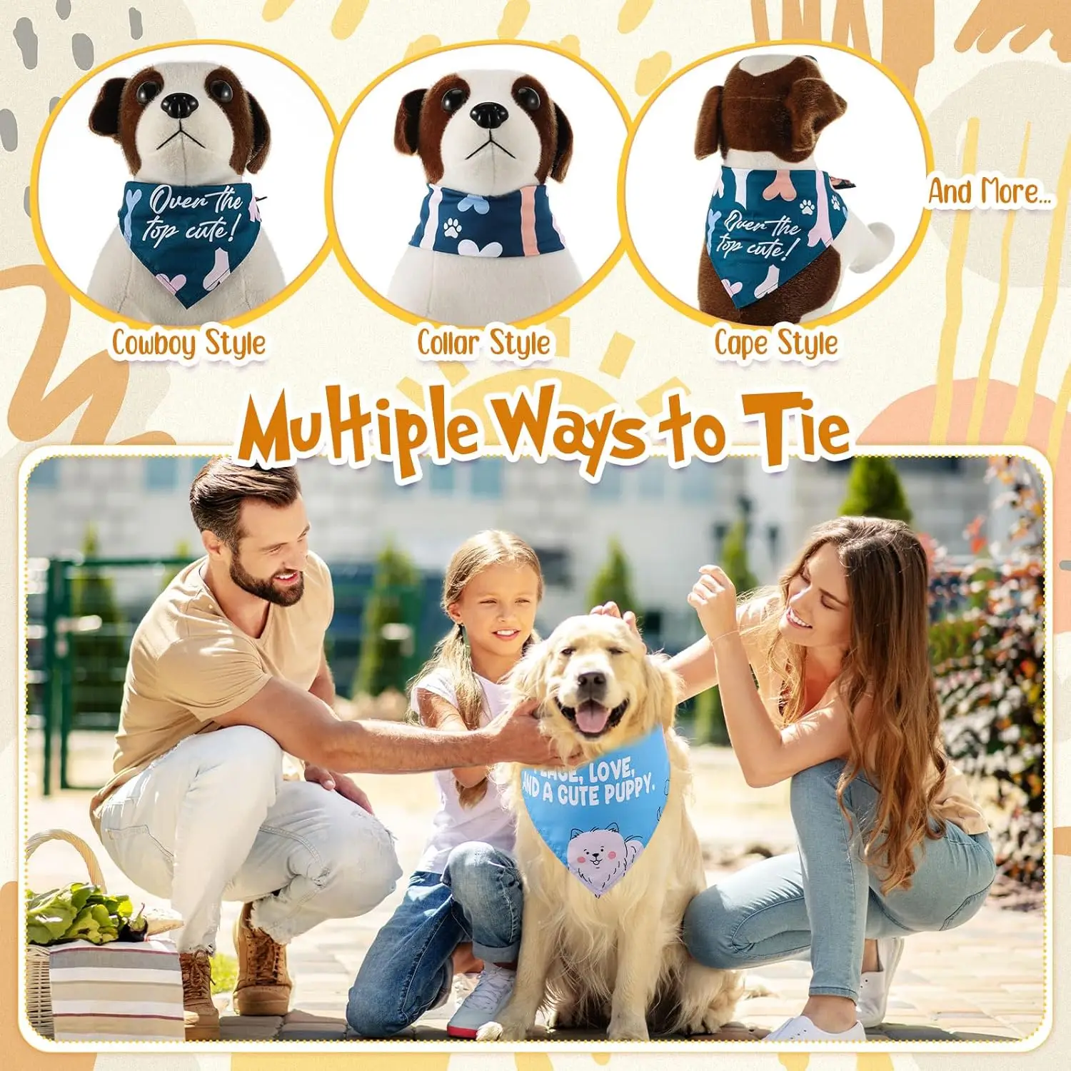 100 Stück Hunde-Bandanas, große Pfotenabdruck, Hundeschal, Lätzchen, Welpen-Haustier-Bandanas mit Captions, verstellbarer, waschbarer Dreiecksschal für Haustiere – Detail 5
