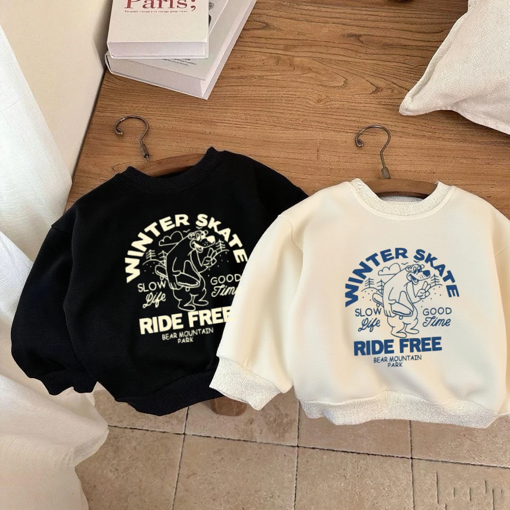 Trendy Clothing Fashion Casual Long-sleeved Tops Cute Printing Round Neck Pullover Cartoon Sweatshirts For 1 To 6Years Child