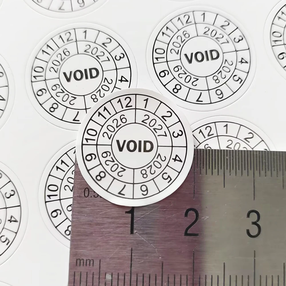 100pcs 20mm Destructive Brittle Paper Warranty VOID Label Sticker Repair Guanantee Year Month Expire Date Tamper Evident