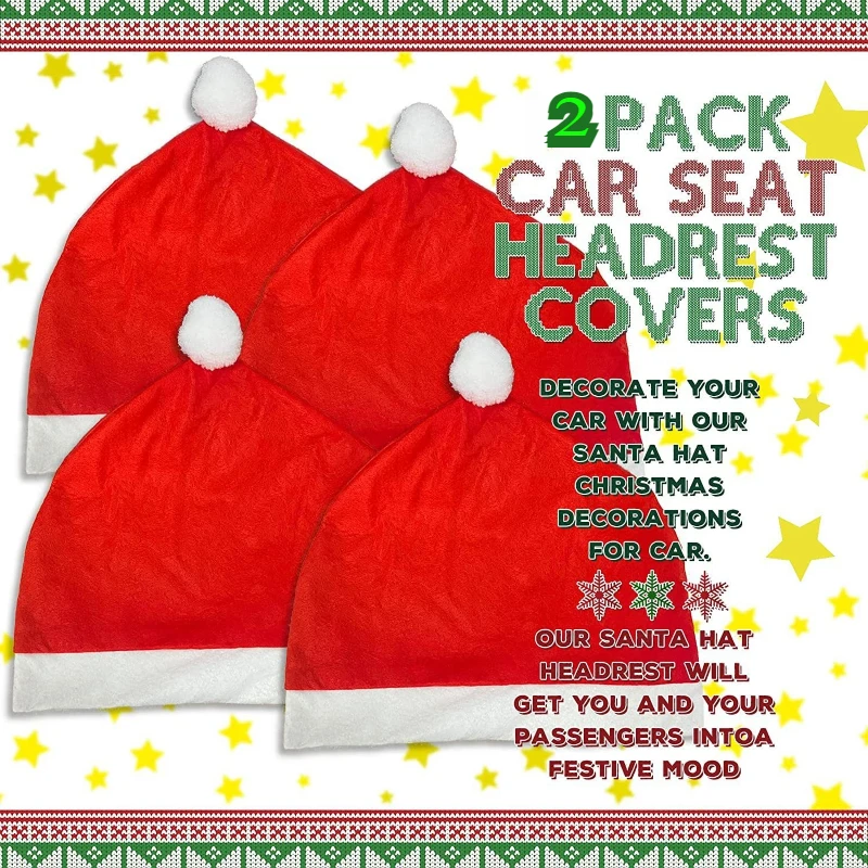 

2pcs Christmas Theme Car Seat Cover, Car Backrest Cover for Holiday Decoration Car Interior Supplies Decorative Seat