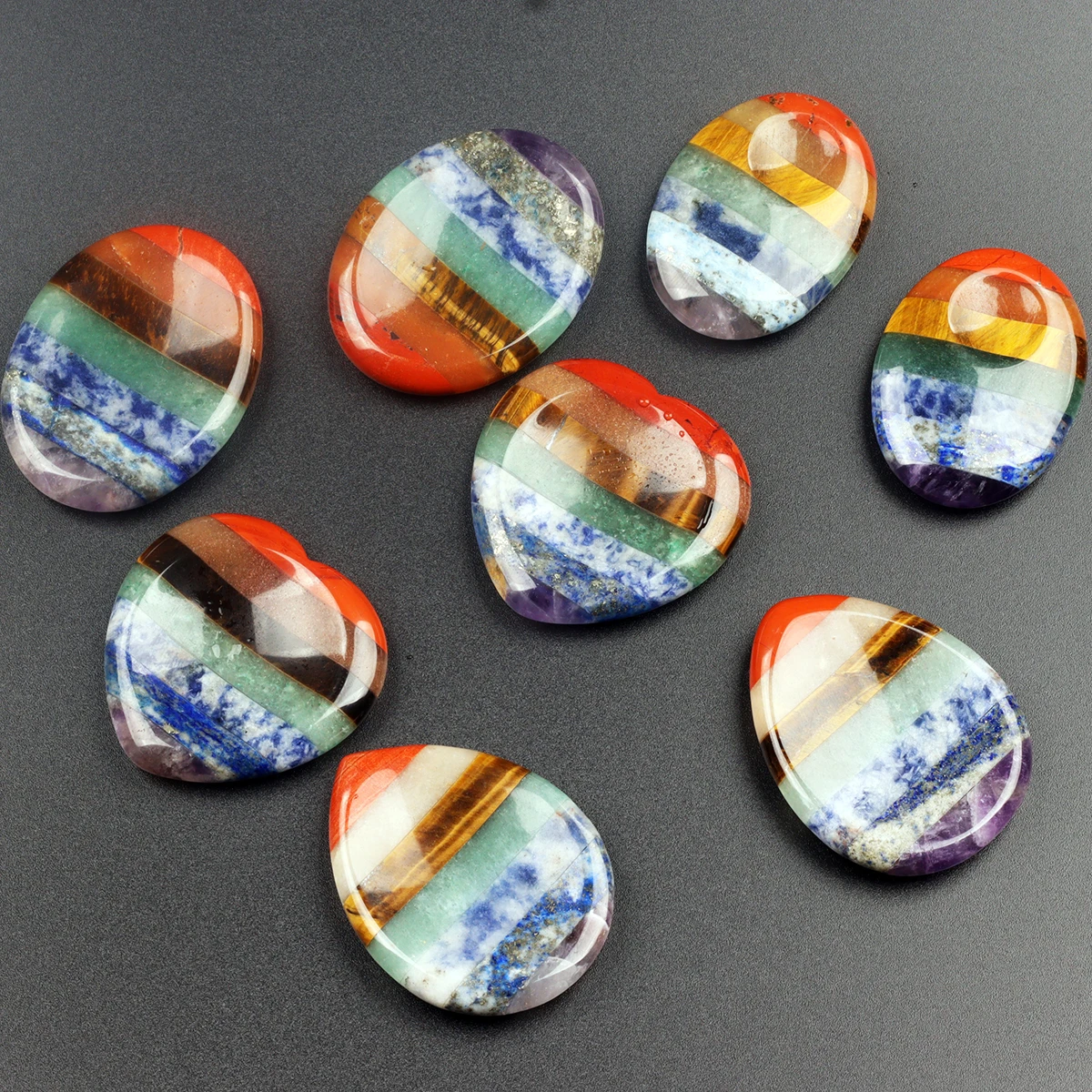 Wholesale 7 colors Chakra Palm Stone, Various Shapes Worry Stone Natural Crystal Quartz Thumbstone  Healing Massager, Home Decor