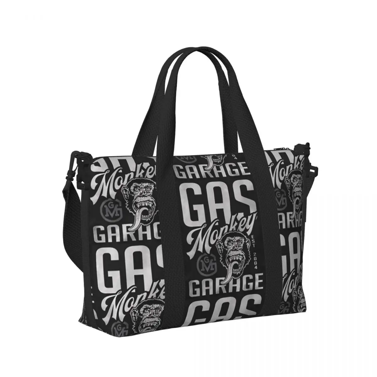

Hot Rods Motorcycles Racing Gas Monkeys Garage Beach Travel Bag Tote Bags for Gym Sport Women Shopping Duffle Shoulder Bag