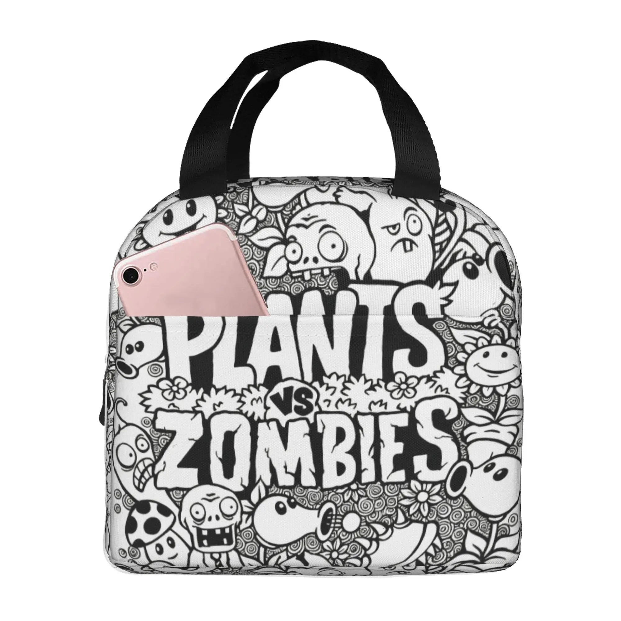 P-Plantsed Vs. Zombiesed Resuable Lunch Box Multifunction Sunflower Pattern Cooler Thermal Food Insulated Lunch Bag Office Work