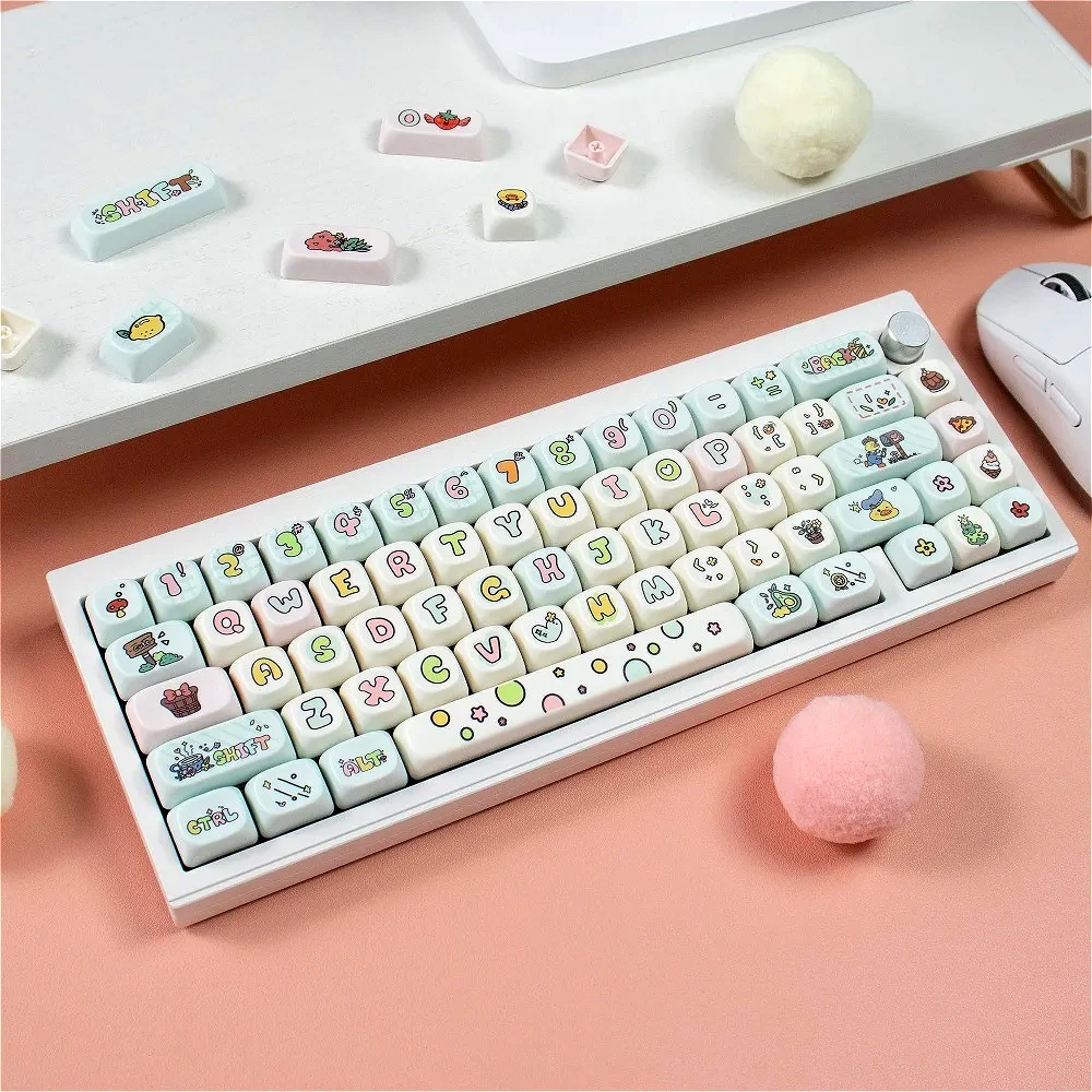 134 Keys, Fruit Duck MOA Keycap for Cherry MX 61 68 104 108 Mechanical Keyboard