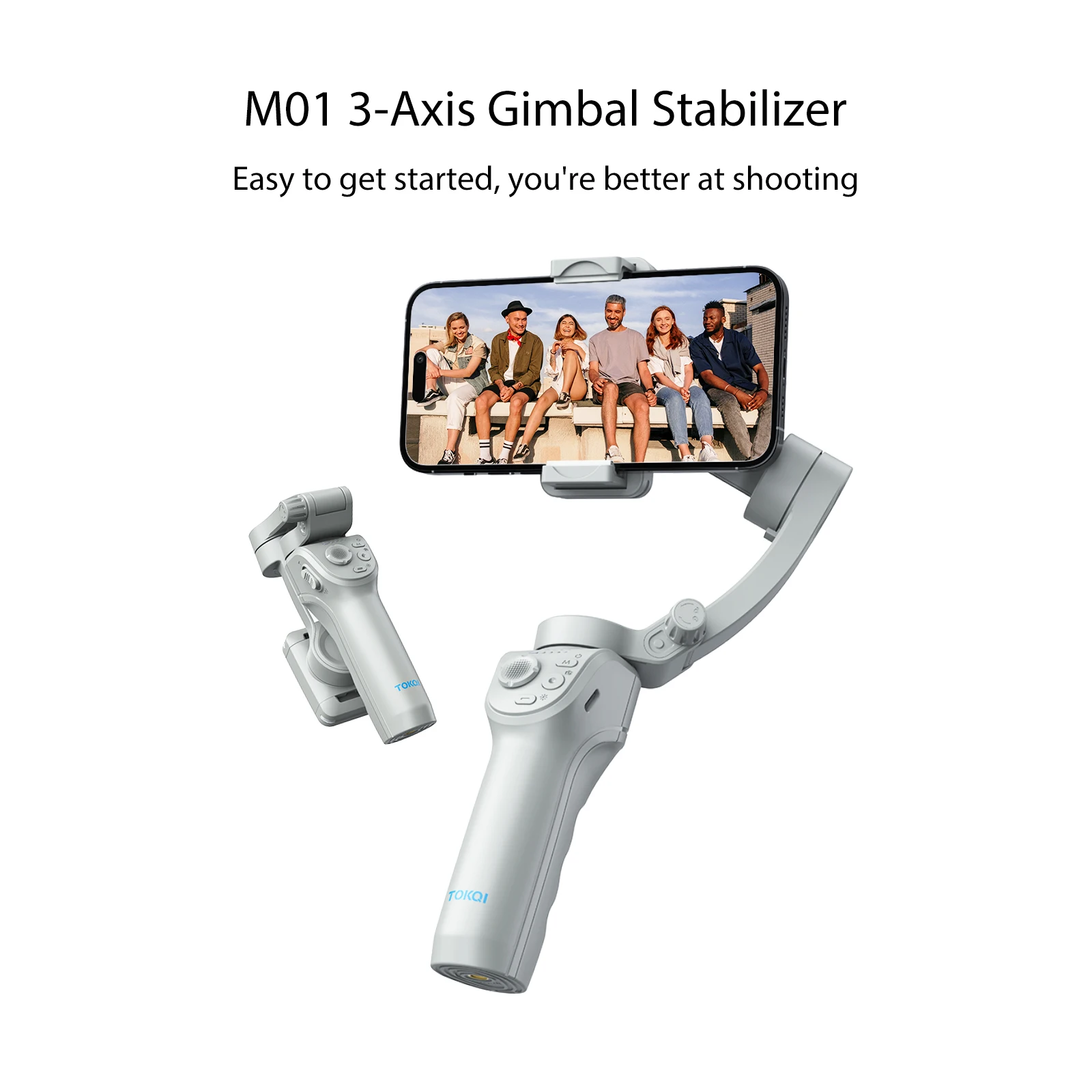 

M01 3-Axis Handheld Gimbal Smartphone Stabilizer, Fill Light Face Track Selfie Stick for Phone Vlog Anti Shake Video Recording