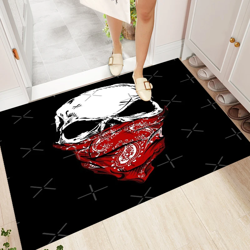 Skull Art Rugs and Carpets for Home Living Room BedRoom Decoration Area Rug Doormat Kitchen Bathroom Non-slip Mat Cartoon Rugs