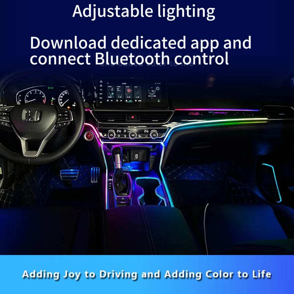 

For 2023 Toyota RAV4 64 Color RGB Symphony Car Interior LED Acrylic Guide Fiber Optic Universal Decoration Ambient Lights