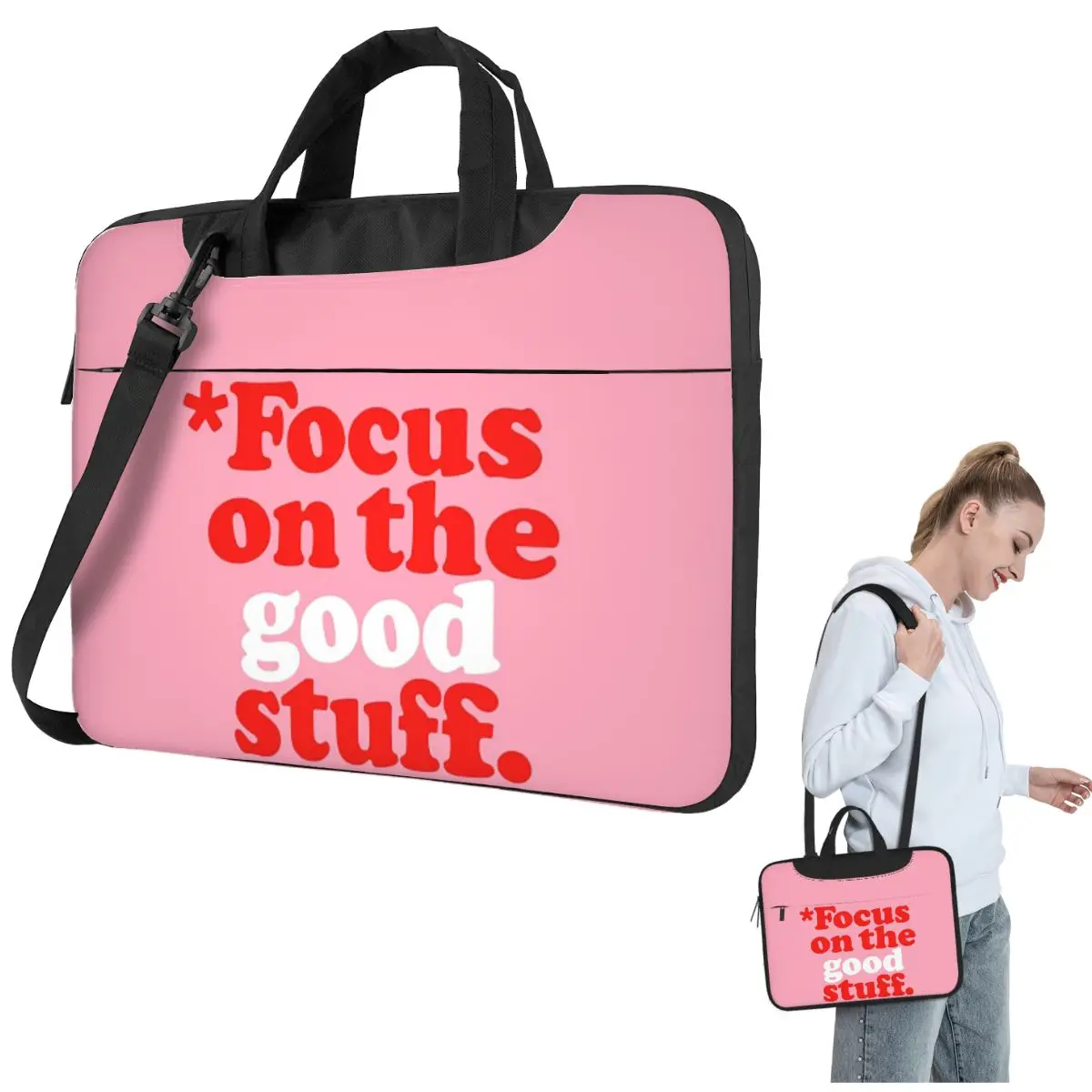 

Focus On The Good Stuff Розовая и красная версия Сумка для ноутбука через плечо Сумка для компьютера 13, 14, 15,6 дюймов Сумка для ноутбука Lenovo