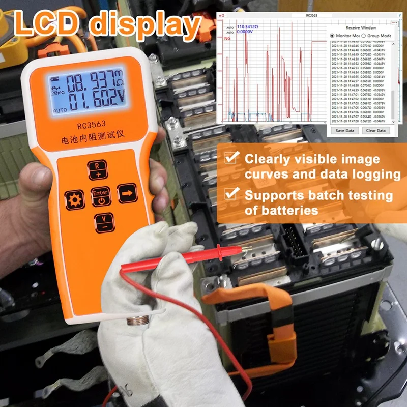 ABVJ-RC3563 Battery Voltage Internal Resistance Tester Trithium Lithium Iron Phosphate 18650 Battery Tester
