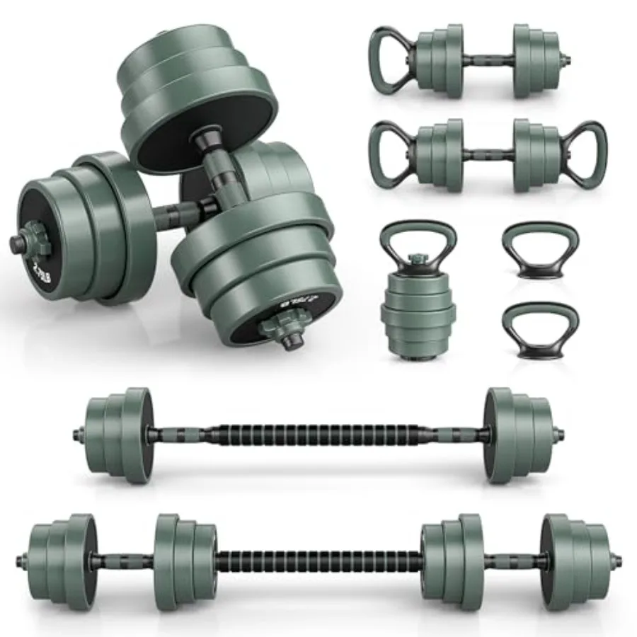 Adjustable Dumbbell Set, 4 in 1 Free Weight Set with Connector, 92/ Used As Dumbbells, Barbells, Kettlebells, Push up Stands, W