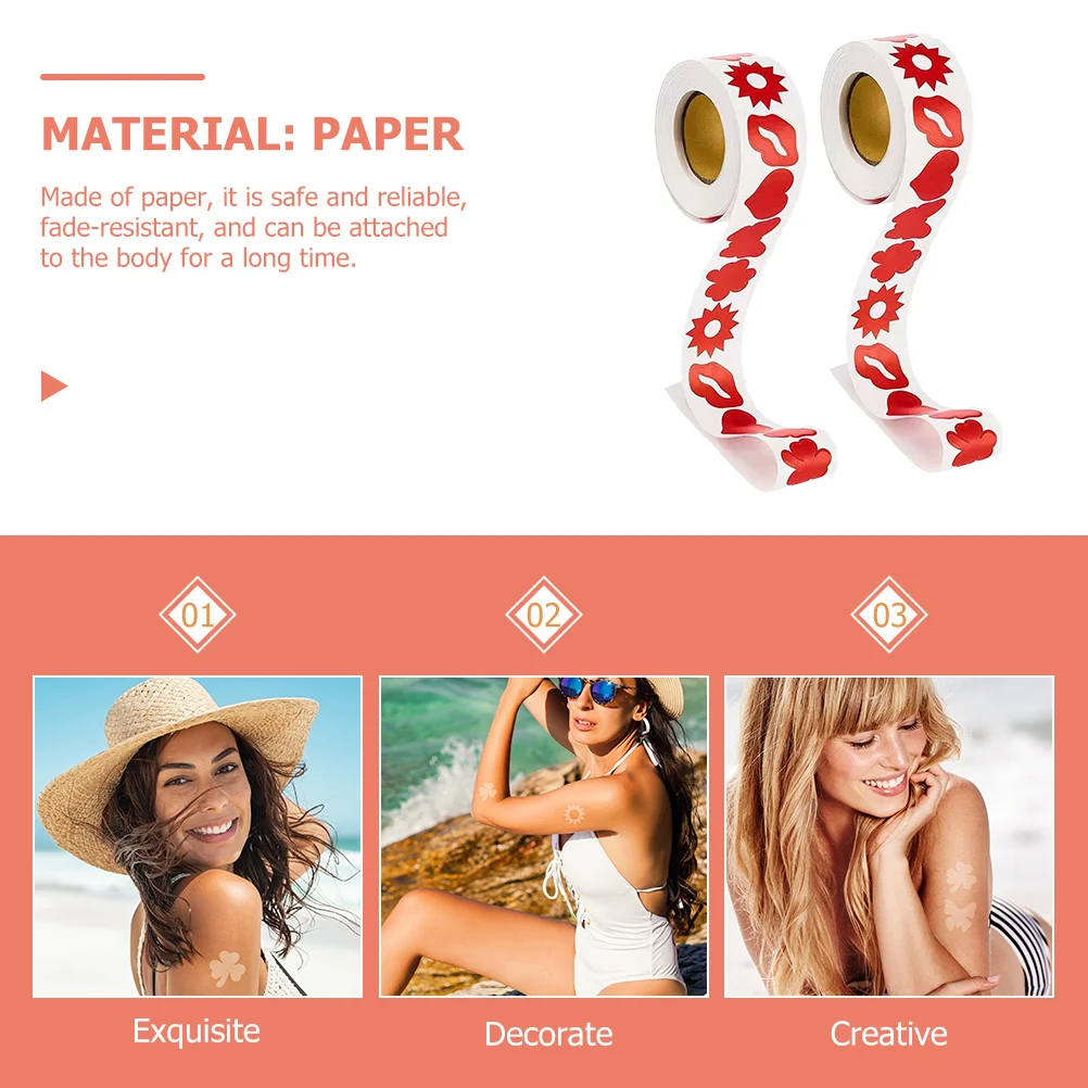 2 لفات من ملصقات الجسم، ملصقات دباغة للدباغة، ملصقات وشم مؤقتة ذاتية اللصق لحمامات الشمس