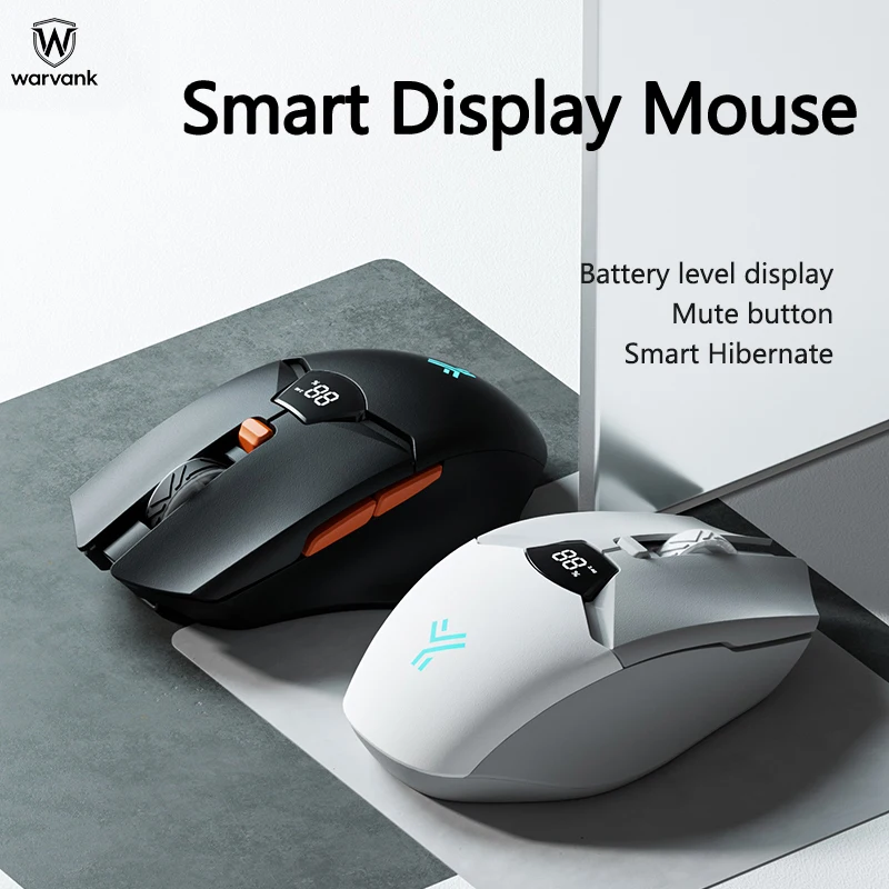 Warvank SX01 Bluetooth Wireless Mouse Smart Screen Battery Level Display Silent Office Mouse  600mAh Rechargeable Gaming Mouse