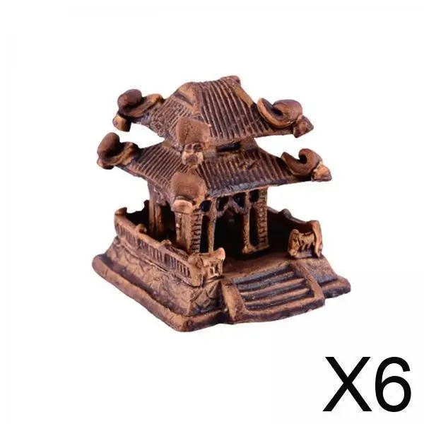 

6x Micro Landscape Ornament Miniature Fairy Garden Figurine Desk Patio Realistic Housewarming Gift Pavilion Statue Decoration