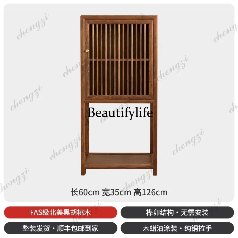 New Chinese North American black walnut corner cabinet solid wood storage cabinet storage side cabinet mortise and tenon