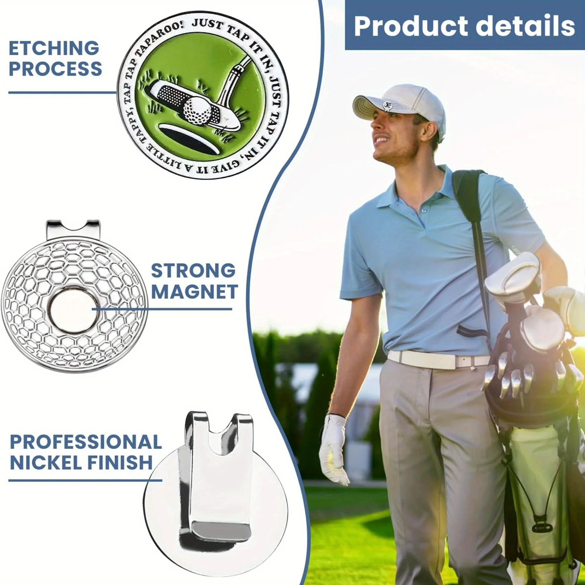 2 Stück grüne Golfballmarker aus Eisen, 2 Stück langlebige Golfballmarker aus grünem Eisen mit starkem magnetischem Hutclip, praktische Hutklammern