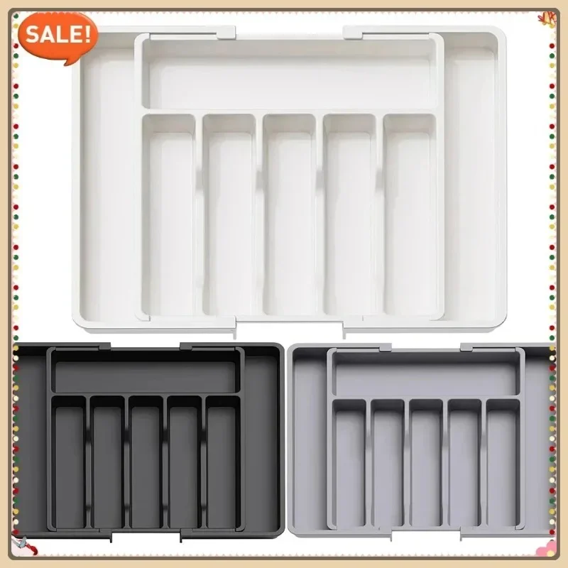 

1pcs Adjustable Cutlery Organizer - Upgraded Plastic Storage Tray with Dividers Ideal for Organizing Spoons and Knife Drawers.