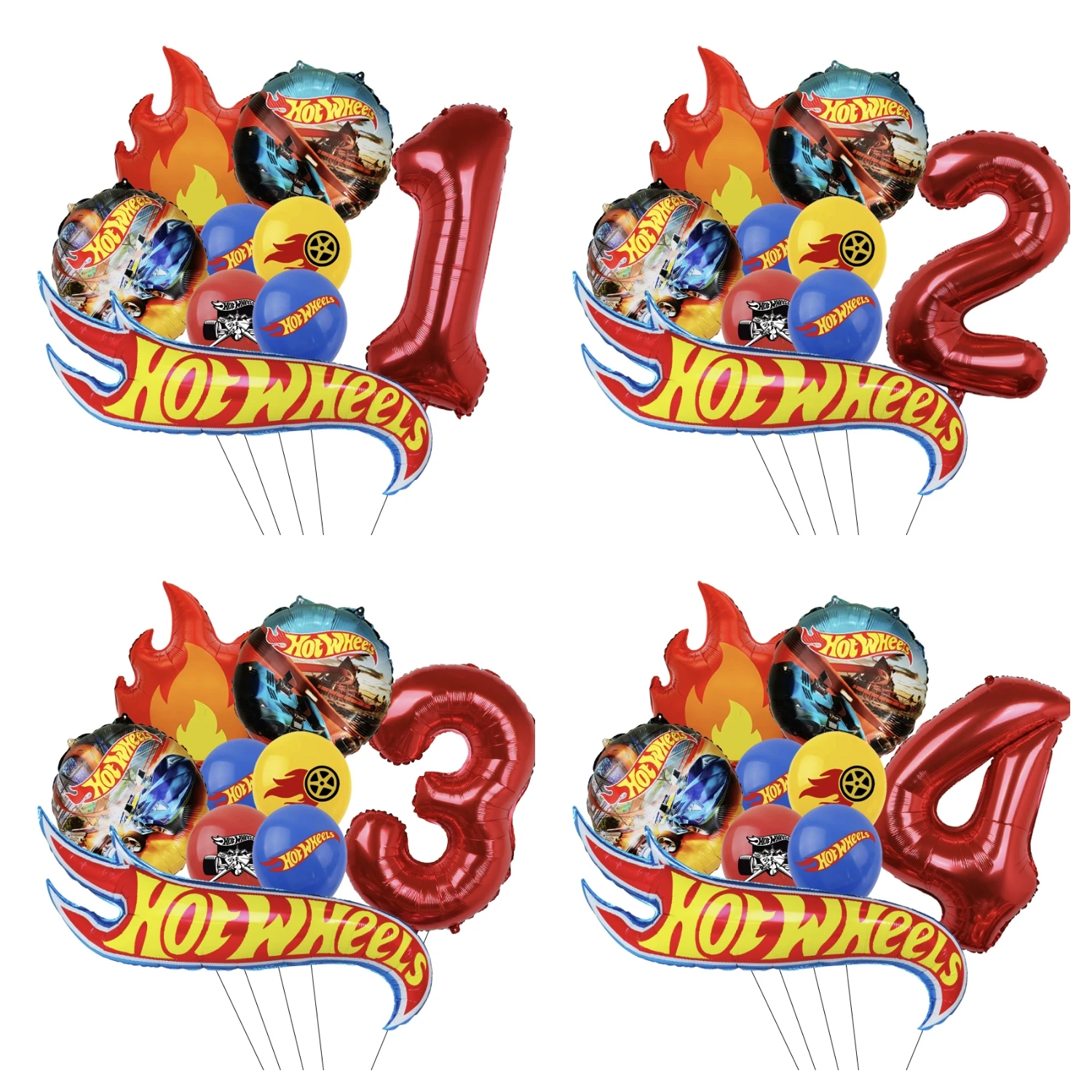 9pcs Hot Wheels Birthday Party Balloon Birthday Decoration 32inch Red Number Balloons Set Flamme Cars Globos For Boys Girls Gift