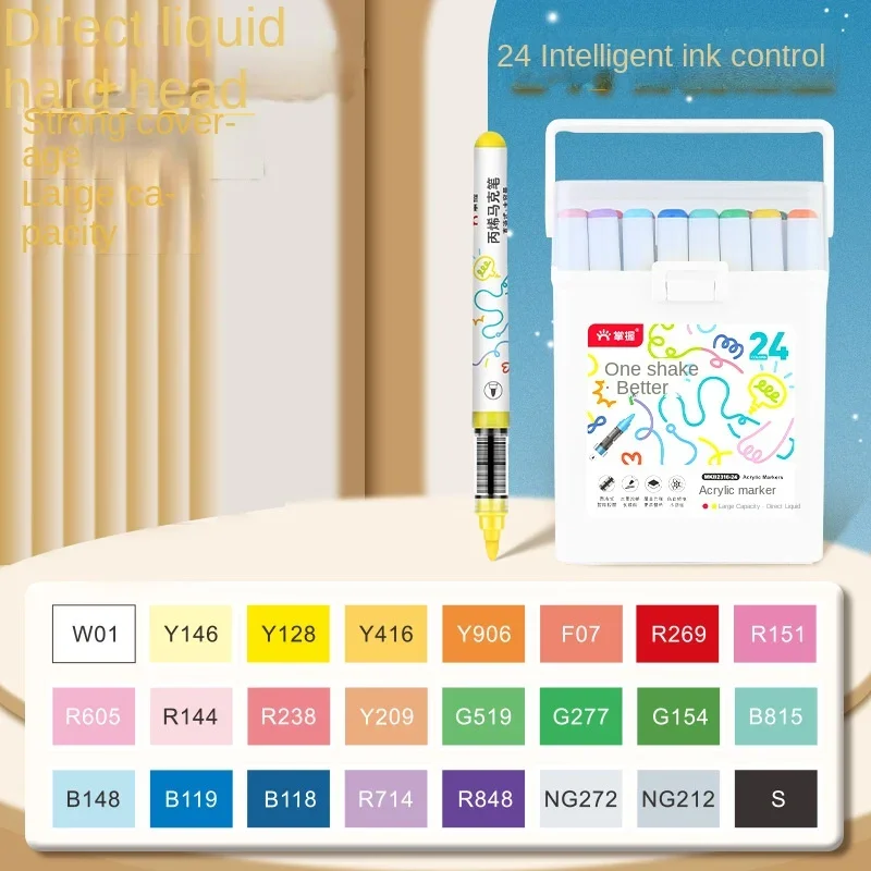 Imagem -05 - Direto Líquido Acrílico Canetas Marcadores de Tinta Ponta Escova Dura Pintura Rupestre Lona de Madeira Arte Suprimentos Papelaria 60 Cores 12 Cores