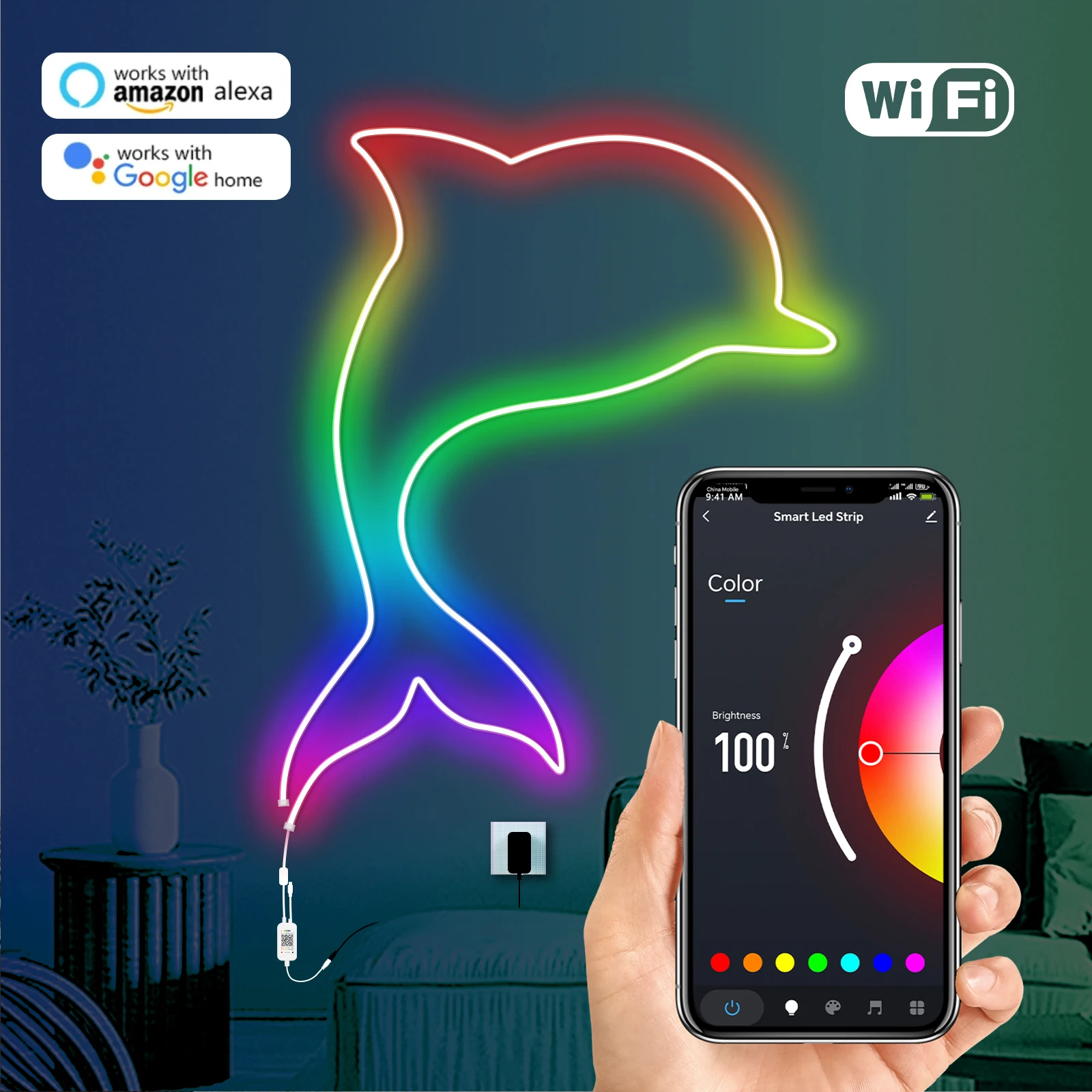 24V RGB Strip Neon LED Tuya, alat kontrol jarak jauh aplikasi Bluetooth Wifi, tahan air RGB lampu Neon untuk kamar tidur ruang bermain Game 5M 10M 15M 20M