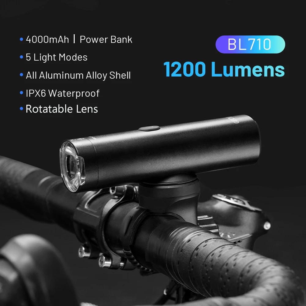 GEOID 800/1200 Lumen Bike Headlight Bicycle Front Light Cycling Flash Lamp Flashlight Type-C Rechargeable 4000mah Bike Equipment