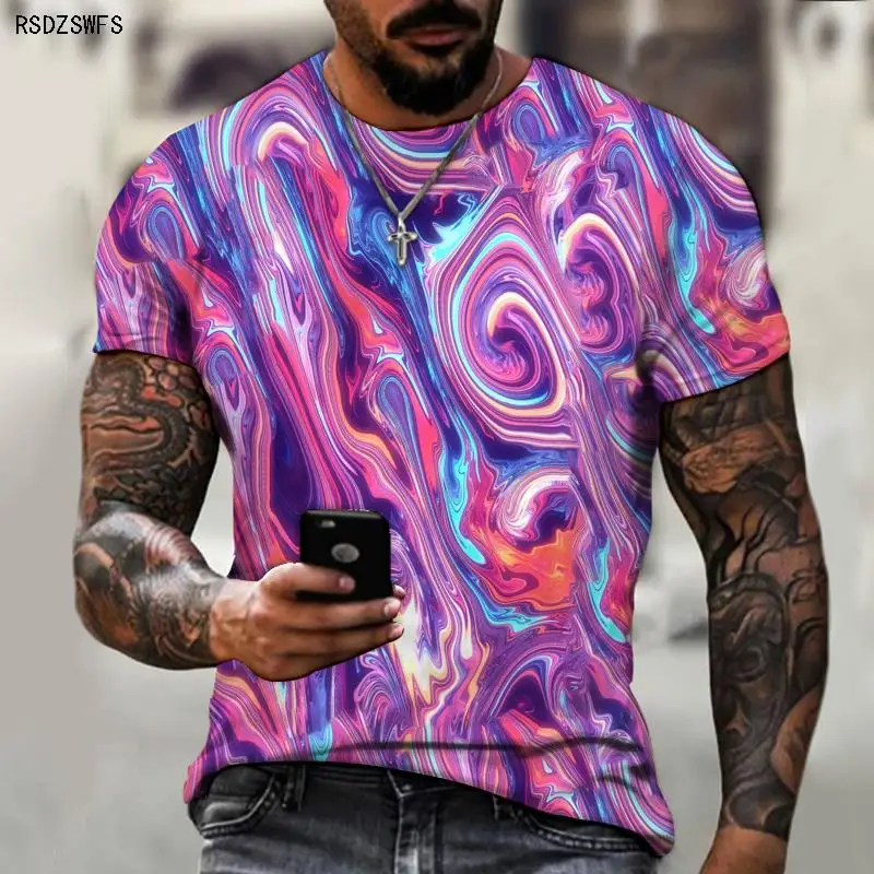 Men\'s T-shirt Fashion 3D Graffiti Printed Top 2022 Summer Casual Breathable Fabric Retro Style Cost-effective Summer T-shirt