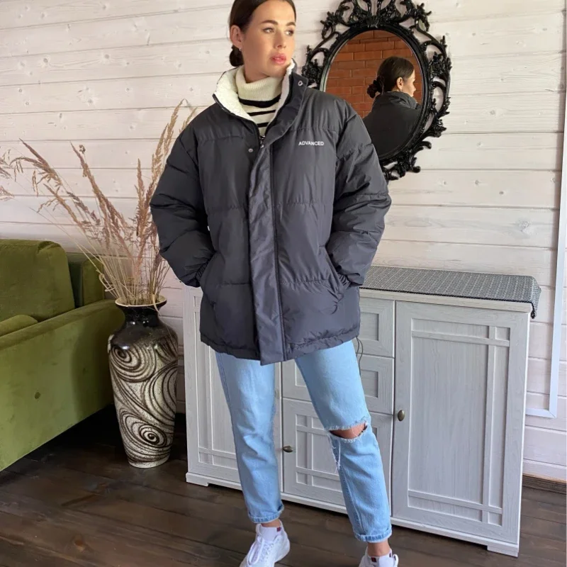 Manteau en coton optique pour hommes et femmes, manteau en laine d\'agneau, manteau court en velours, style Hong Kong, version coréenne, hiver, 2022