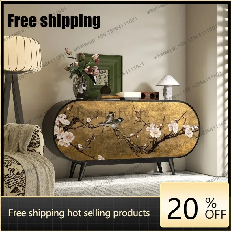 jj4 French oval solid wood porch cabinet clip for home entrance front door living room homestay shoe cabinet