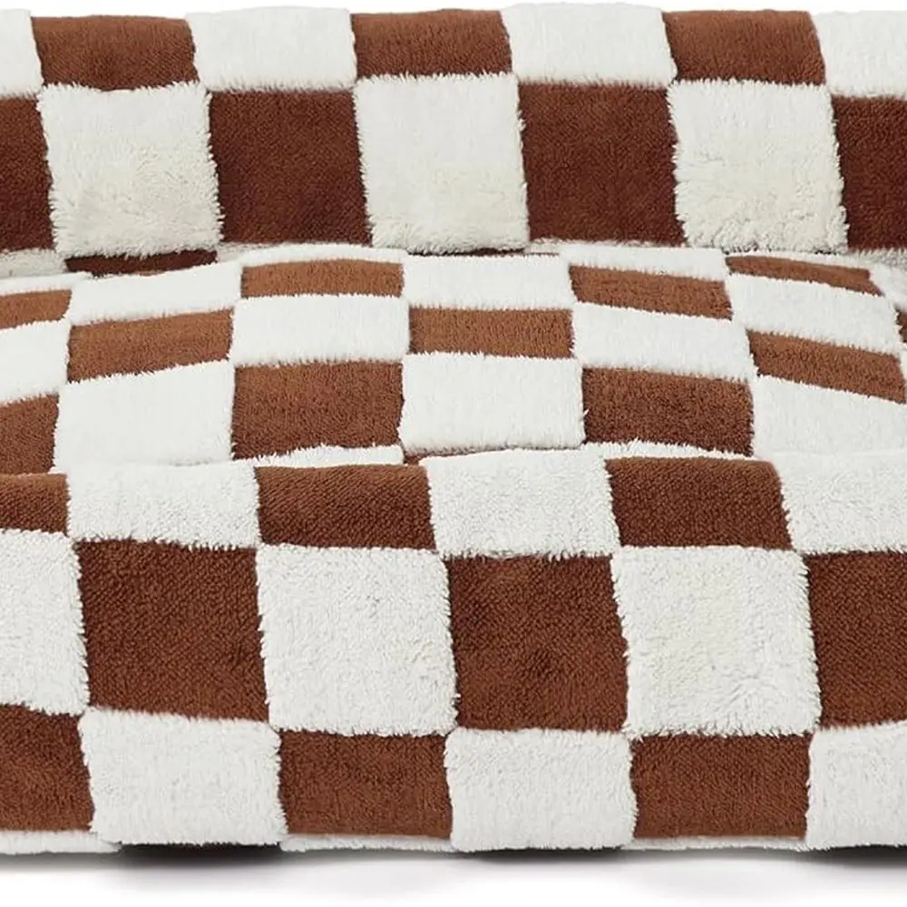 Cama ortopédica grande para cães – Sofá retangular lavável e aconchegante com capa felpuda de pelúcia e base antiderrapante, 36 x 27 x 8 polegadas