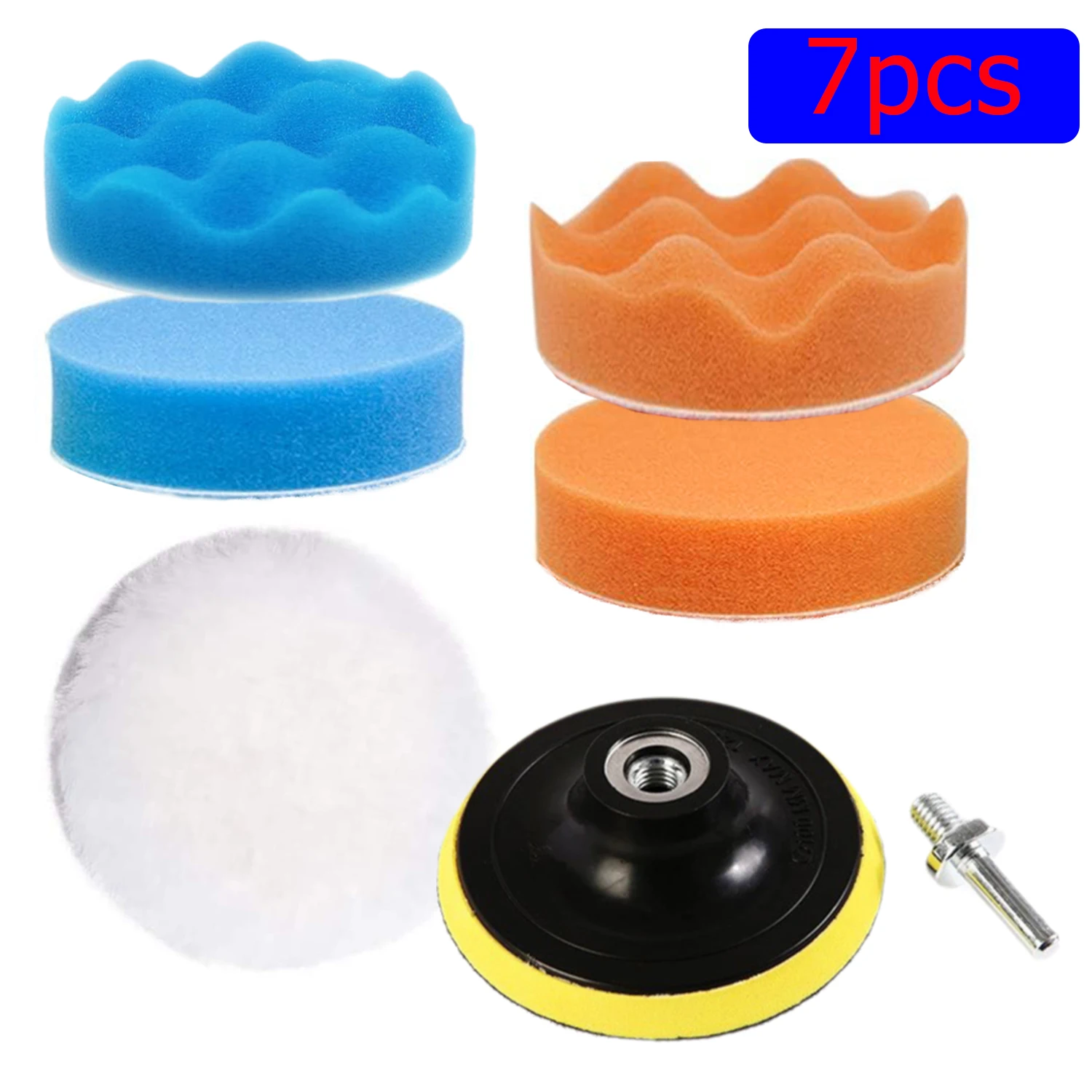 

3 Inch Car Foam Drill Polishing Pad Kit 7 PCS, Blue Detail Sponges for Car Detailing, Auto Detailing, Polishing, Waxing