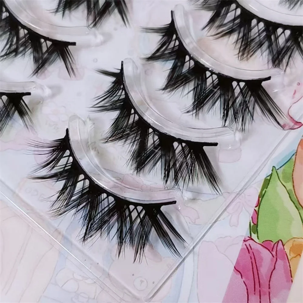 5 pairs of cartoon style fox eye makeup false eyelashes, super soft and slender, naturally curled and long